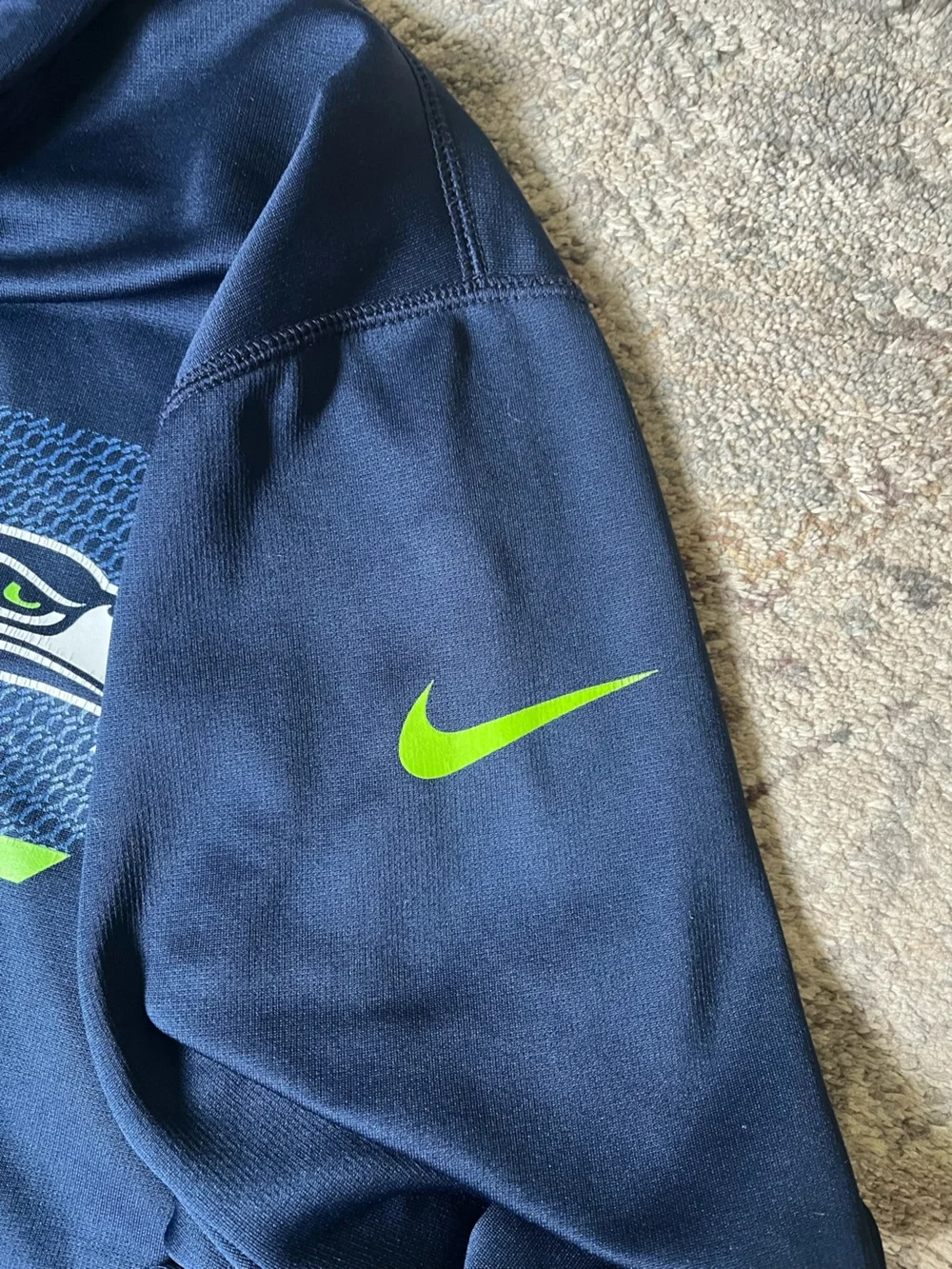 Nike Seattle Seahawks Navy Pullover Hoodie with Lime Accent